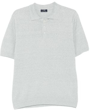 Barba Napoli Ribbed-Knit Polo Shirt - White