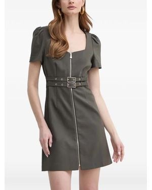 Morgan Belted Mini Dress - Gray