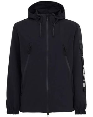 OUTHERE Logo-Patch Hooded Jacket - Blue