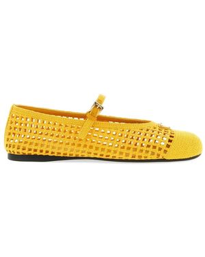 Prada Bailarinas Con Tira De Ganchillo - Amarillo