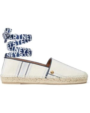 Stella McCartney Gaia Striped Tie-Fastening Espadrilles - Blue