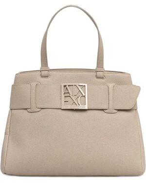 ARMANI EXCHANGE Logo-Plaque Tote Bag - Natural