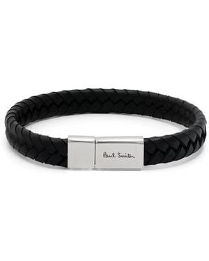 Paul Smith Braided Leather Bracelet - Black