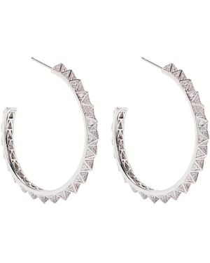 Eddie Borgo Pavé Pyramid Hoop Earrings - White