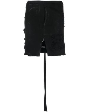 Rick Owens Distressed Denim Mini Skirt - Black