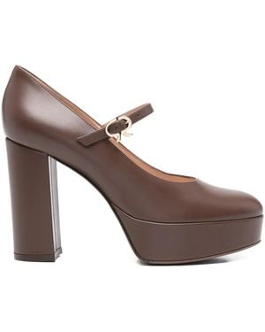 Gianvito Rossi 105Mm Platform Mary Jane Court Shoes - Brown
