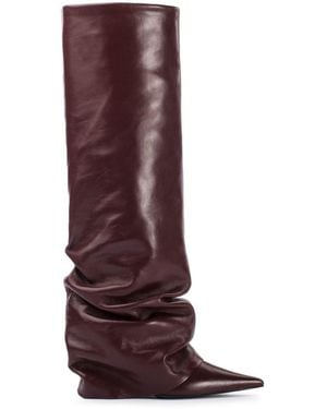 Le Silla Nappa Leather Pointed Slouch Boots - Purple