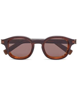 ZEGNA Marbled-Pattern Round-Frame Sunglasses - Brown