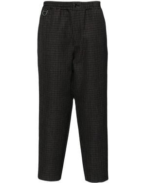 Undercover Windowpane Pattern Cropped Pants - Black
