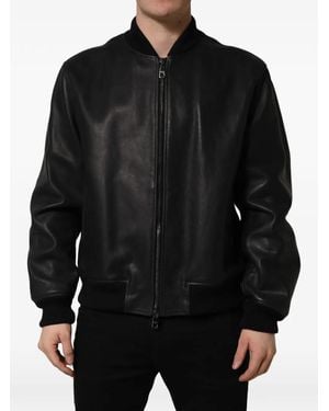 Dolce & Gabbana Leather Bomber Jacket - Black