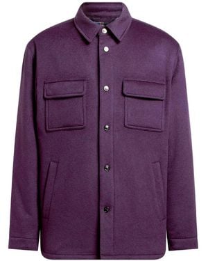 Etro Cashmere Patch-Pocket Overshirt - Purple