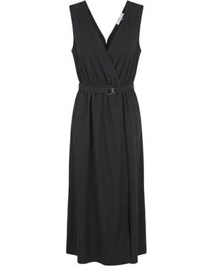 Patrizia Pepe Belted Wrap-Design Midi Dress - Black