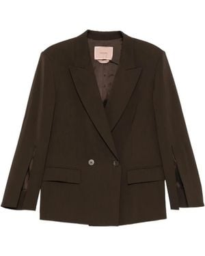Twinset Split-Sleeve Double-Breasted Blazer - Brown