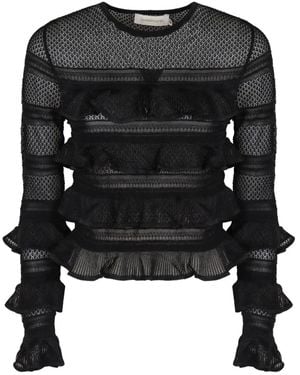 Zimmermann Hypnotic Lace Ruffled Top - Black