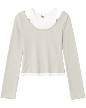 B+ AB Layered Cold-Shoulder T-Shirt - White