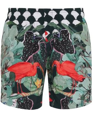 Amir Slama X Avatim Badeshorts Mit Ibis-Print - Grün