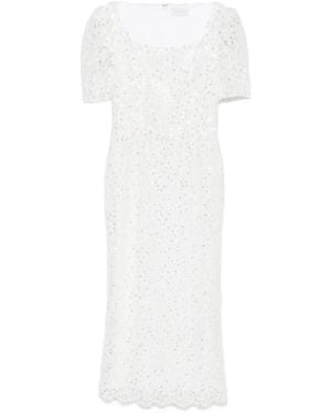 Adamaris Sequin-Embroidered Lace Dress - White