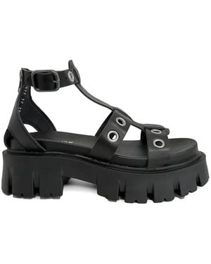 Altercore Eyelet-Embellished Platform Sandals - Black
