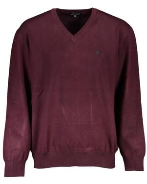 U.S. Grand V-Neck Embroidered-Logo Jumper - Purple