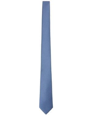 Kiton Micro-Pattern Silk Tie - Blue