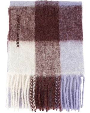 Samsøe & Samsøe Bufanda a cuadros con flecos - Morado