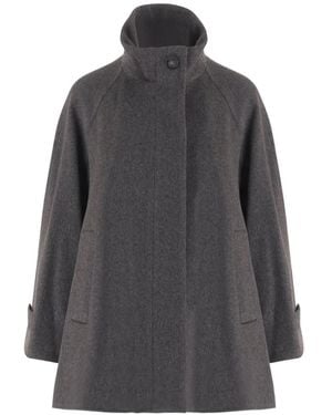 Tagliatore Leila High-Neck Cape Jacket - Grey