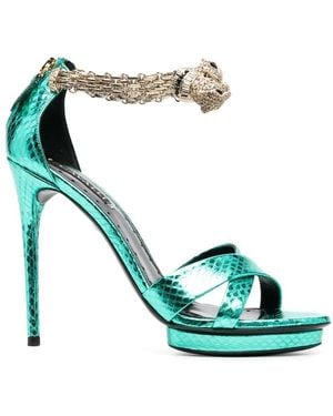 Roberto Cavalli Panther Metallic 125Mm Court Shoes - Blue