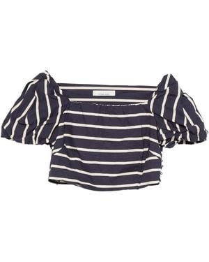Liviana Conti Striped Puff-Sleeve Top - Blue