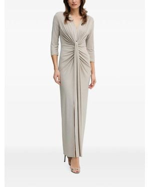 Joseph Ribkoff Twist-Detail Three-Quarter-Sleeve Maxi Dress - Natural