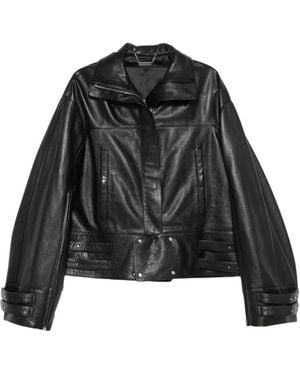 MATIERES FECALES Leather Jacket - Black
