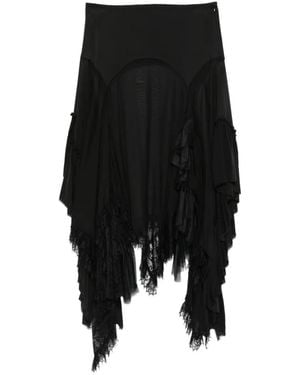 Ann Demeulemeester Ruffled Lace-Trim Skirt - Black