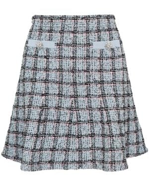 Self-Portrait Check Knit Mini Skirt - White
