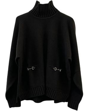 Gucci Horsebit Pocket Turtleneck Top - Black