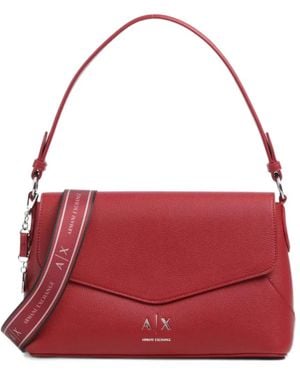 ARMANI EXCHANGE Logo-Plaque Shoulder Bag - Red