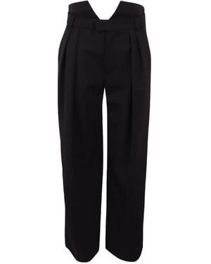 Ssheena V-Cutout Pleated Pants - Black