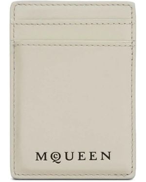 McQueen Logo-Detail Leather Cardholders - Natural