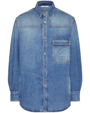 Valentino Garavani Vlogo Signature Denim Shirt - Blue