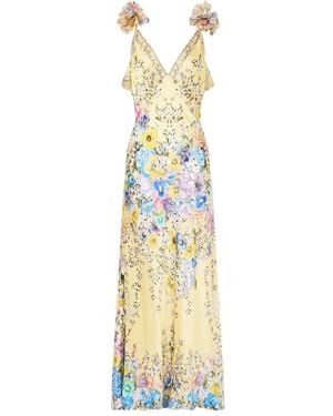 CAMILLA Robe Longue À Col V - Métallisé