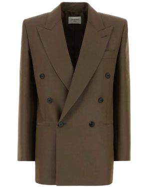 Saint Laurent Peaked-Lapel Double-Breasted Blazer - Brown