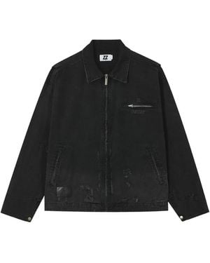 Izzue Distressed Zipped Cotton Jacket - Black