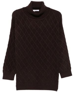 Max Mara Bambola Diamond-Knit Roll-Neck Sweater - Black