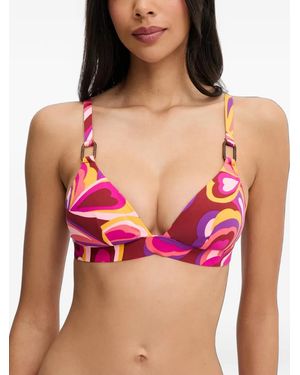 Chantelle Abstract-Print Bikini Top - Red