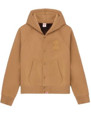A Bathing Ape Appliqué Button Hooded Jumper - Natural