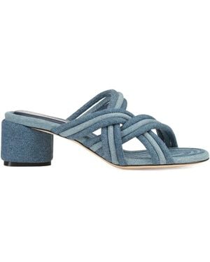Sergio Rossi 50Mm Watamu Knotted Denim Sandals - Blue