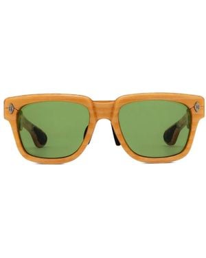 Chrome Hearts Wood-Frame Detail Sunglasses - Yellow