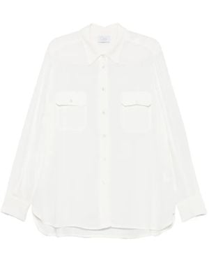 Clips Button-Up Flap-Pocket Shirt - White