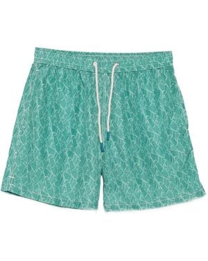 Fefe Leaf-Print Swim Shorts - Green