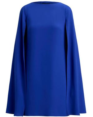 Ralph Lauren Cape-Overlay Georgette Mini Dress - Blue