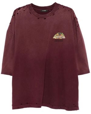 Willy Chavarria Distressed Logo-Embroidered T-Shirt - Purple
