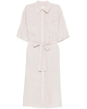 GANT Vestido Camisero Midi Con Cinturón - Blanco